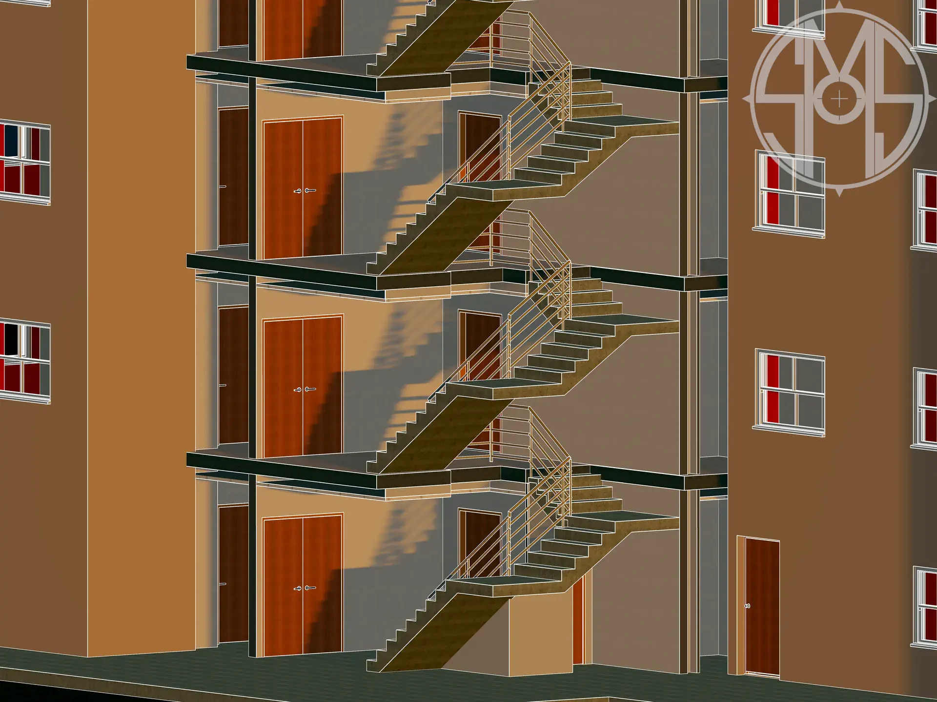 Hotel Revit Staircase Alternate View