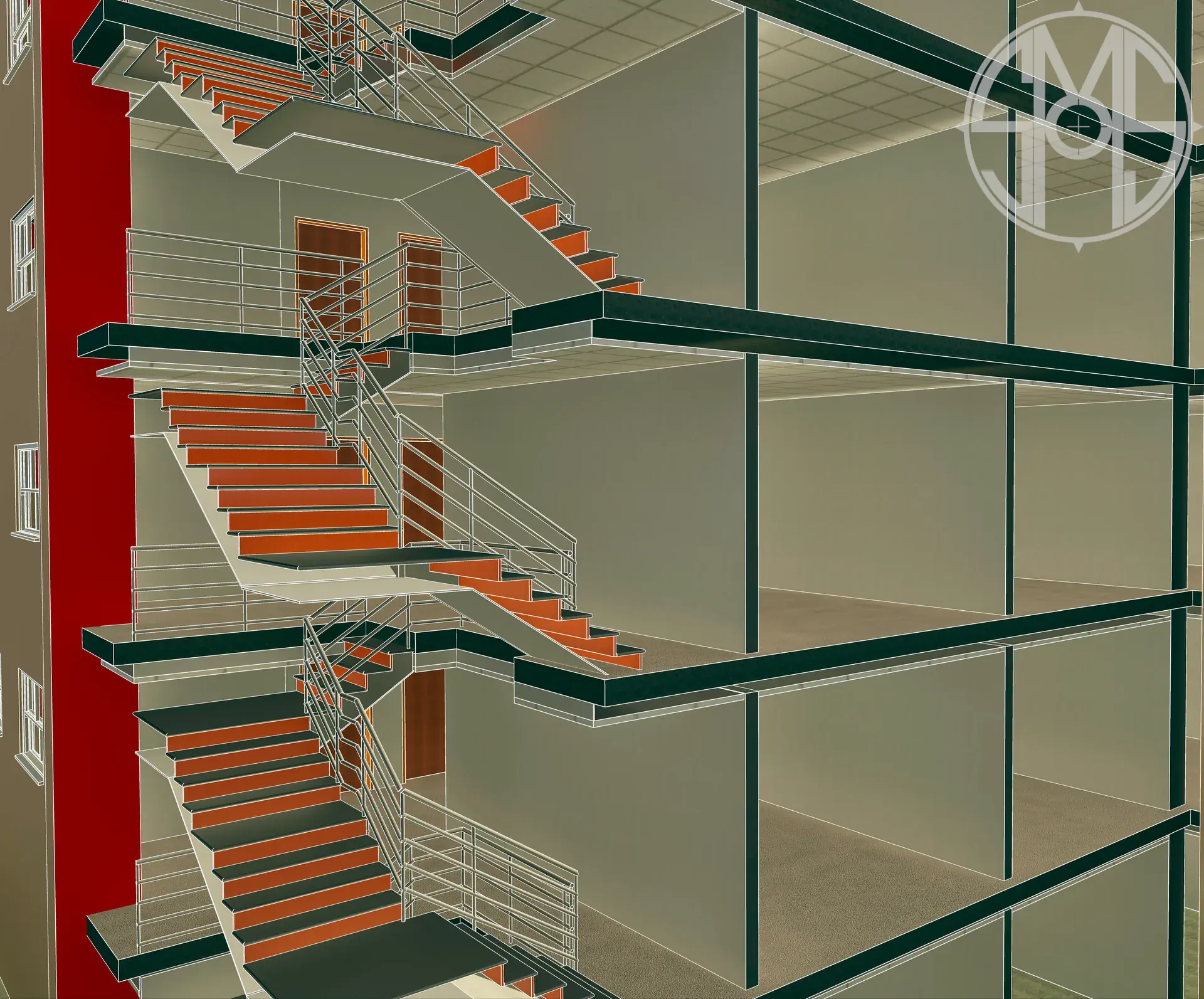 Hotel Revit Staircase Detail